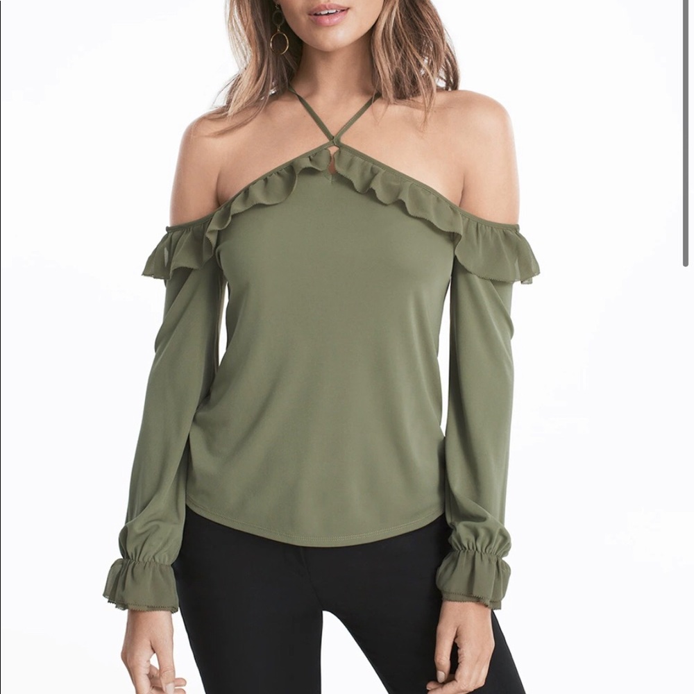 NWOT WHBM RUFFLED OFF THE SHOULDER TOP
